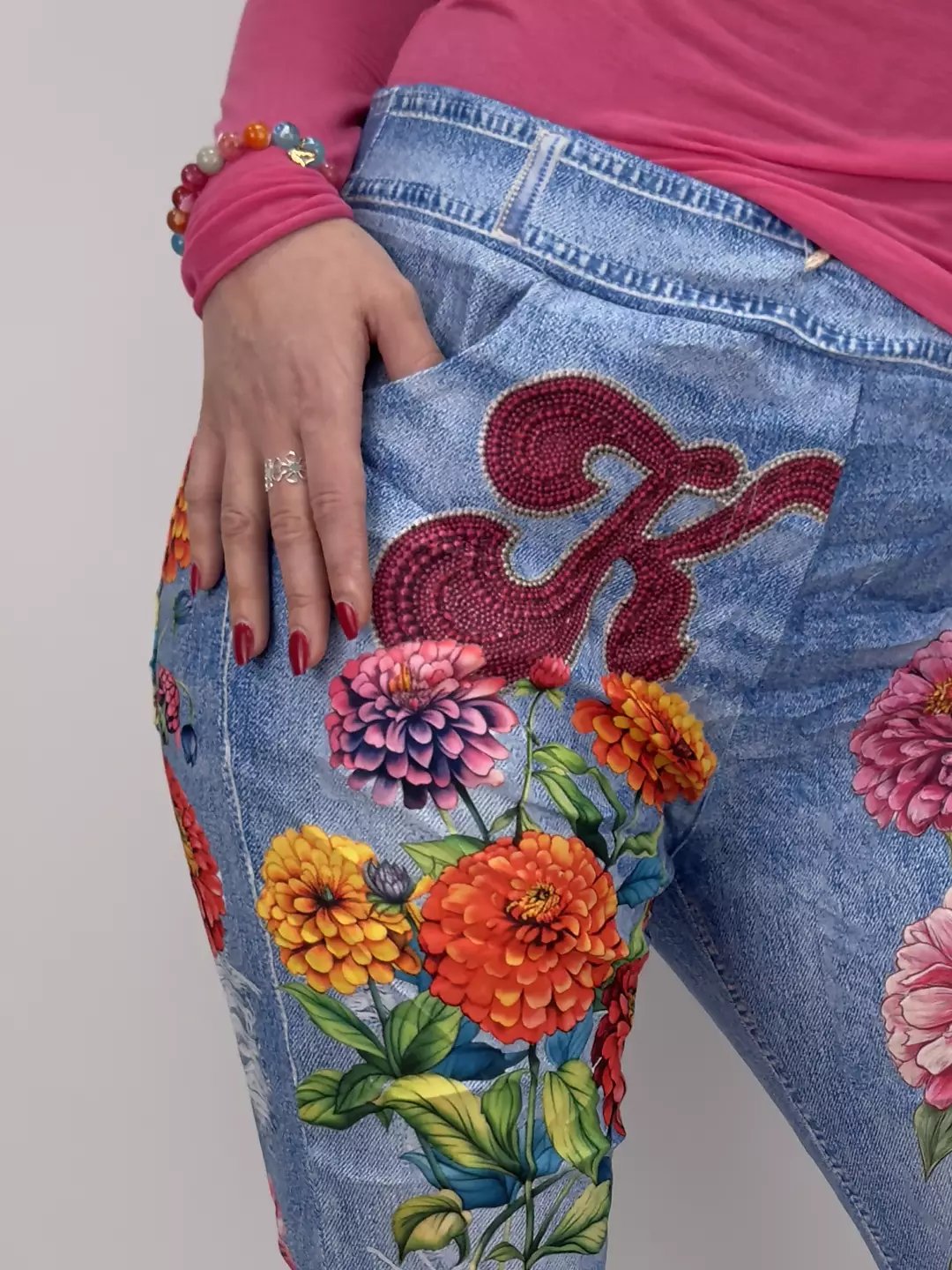 Stretchiga Jeans med Läckert Tryck | Lilla Hem