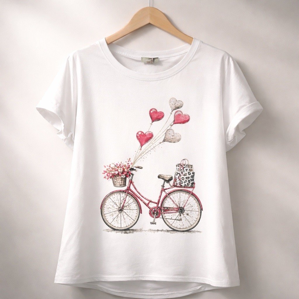 Inze T-Shirt Cykel med Hjärtan | Lilla Hem