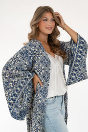 Venice Kaftan Edge Blue/Ivory/Gold - Capri Collection | Lilla Hem