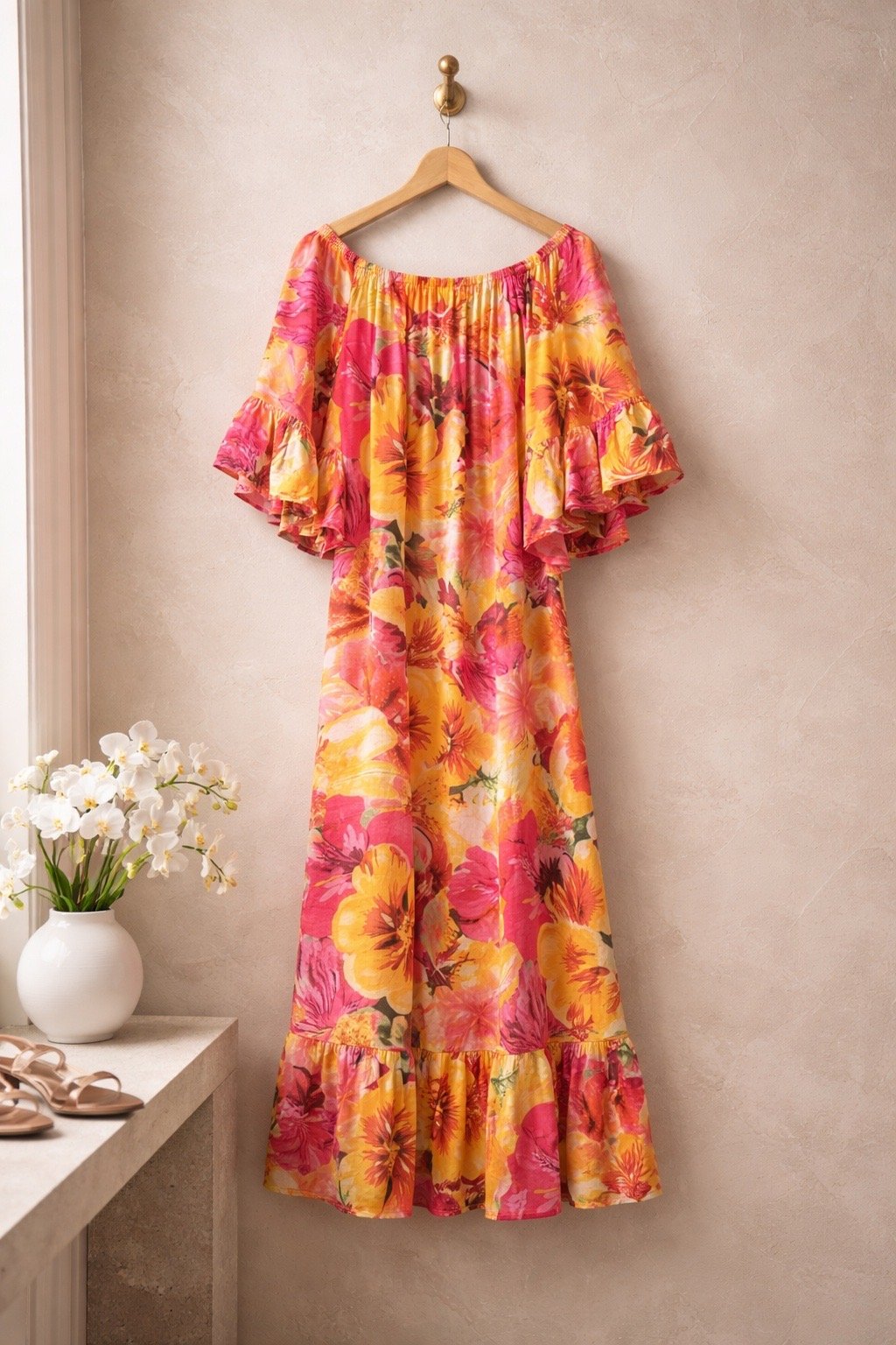 Big Flower Long Dress | Lilla Hem