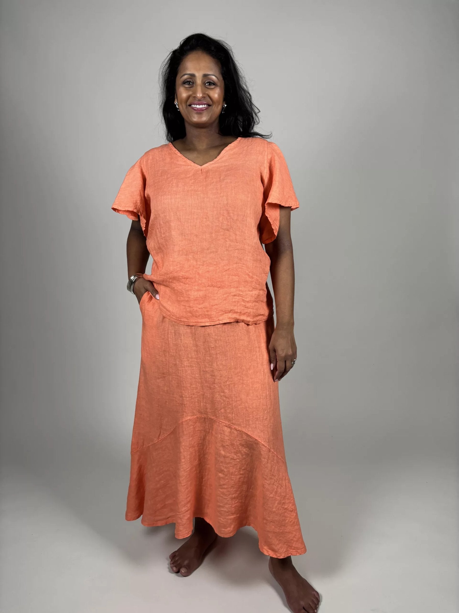 Linne-Topp Vira V-Ringad Hals | Lilla Hem