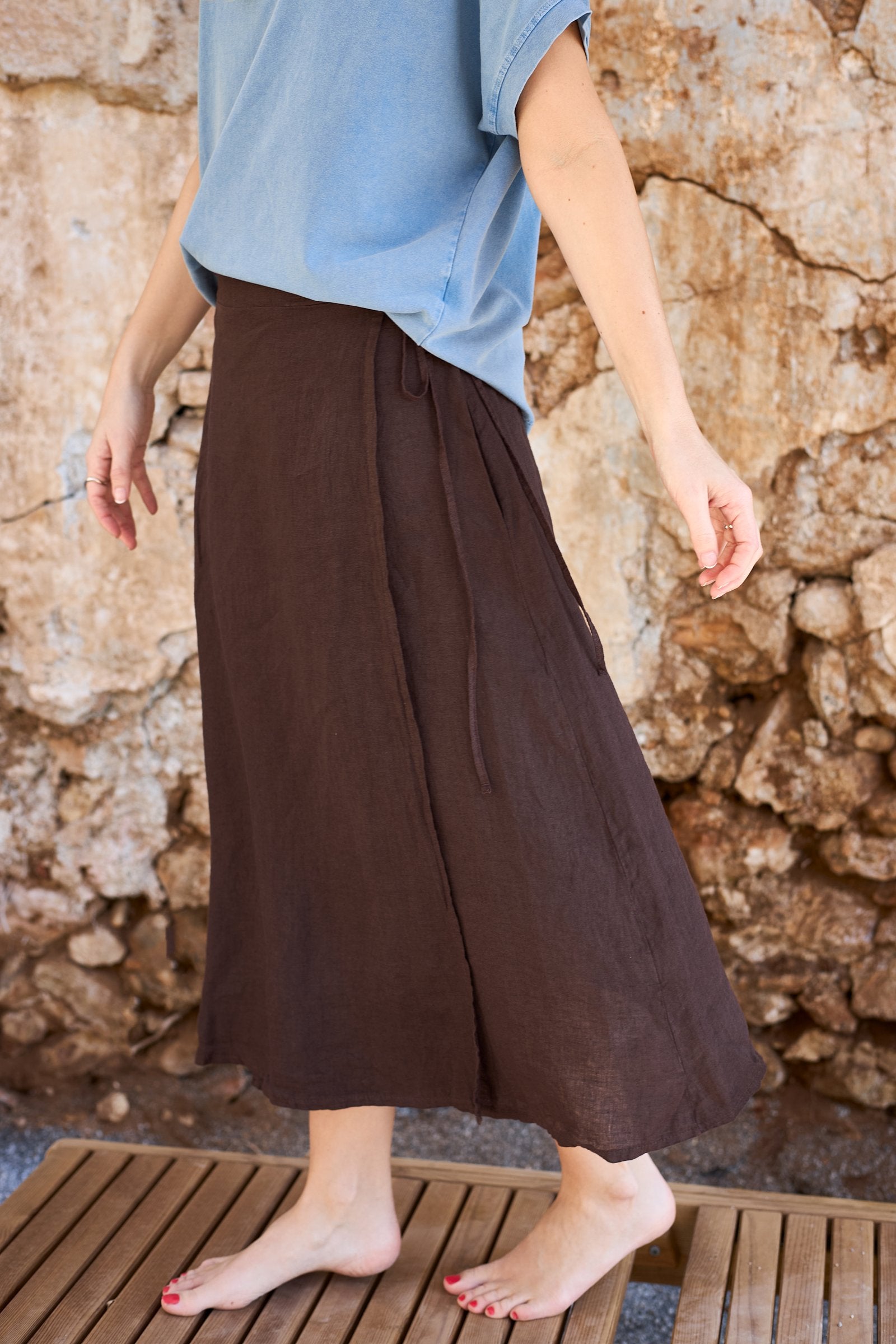 BCMELINA Linen Wrap Skirt | Lilla Hem