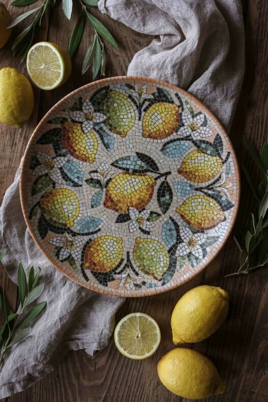 Runt Fat med Mosaicmönster Lemon | Lilla Hem