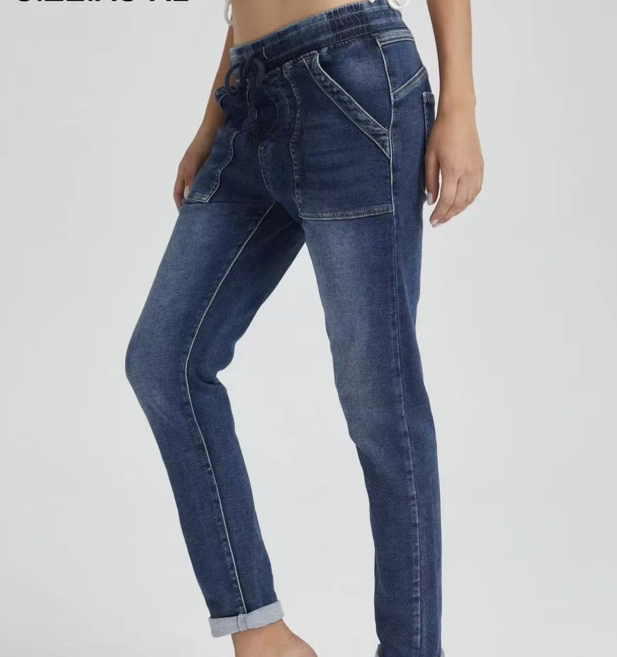 Jogger Jeans i Washed Denim från Jörlevik of Sweden - framsida | Lilla Hem