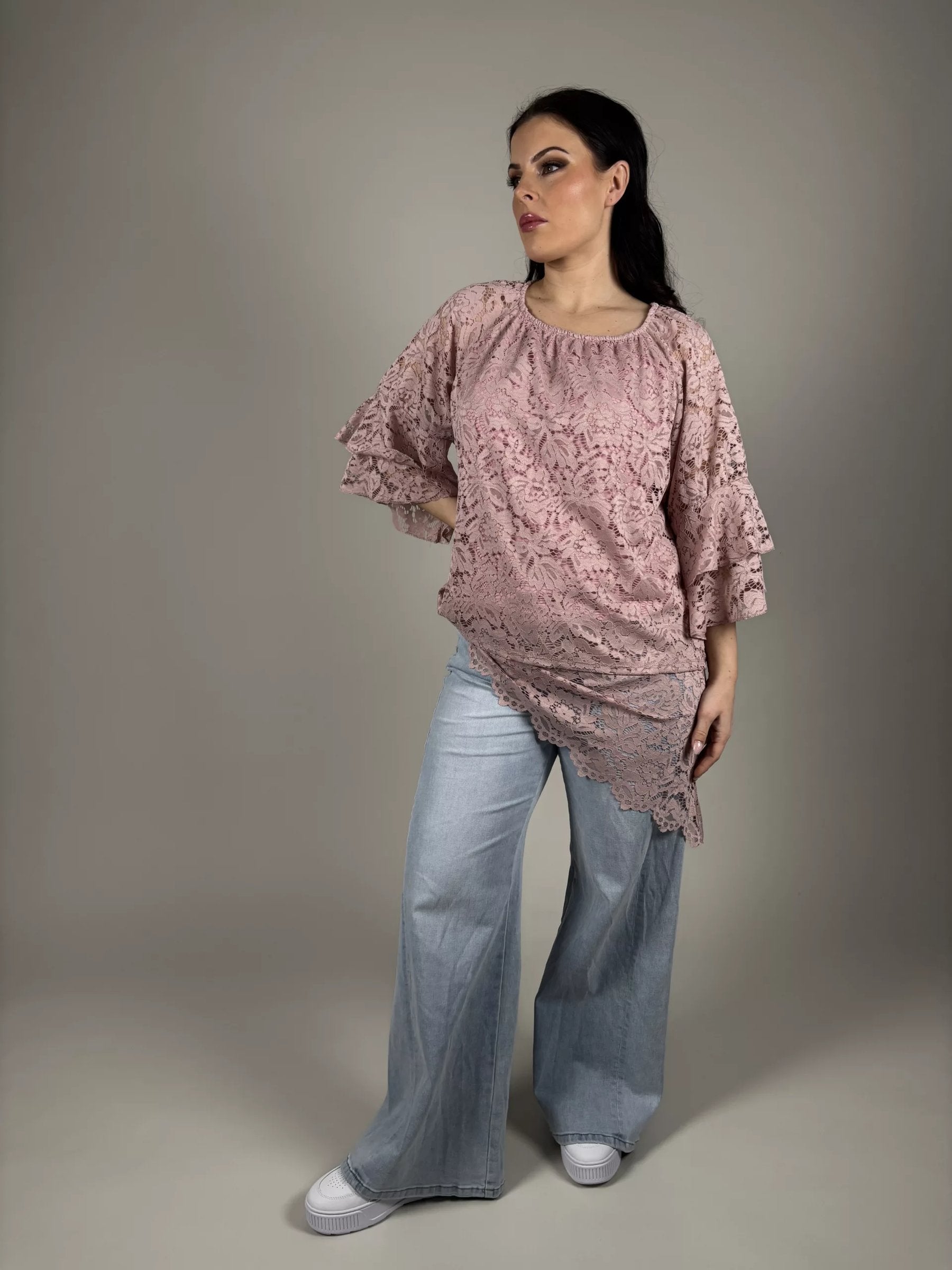 Sjal Poppy med Spets Rosa i Rosa från Camicia - framsida | Lilla Hem