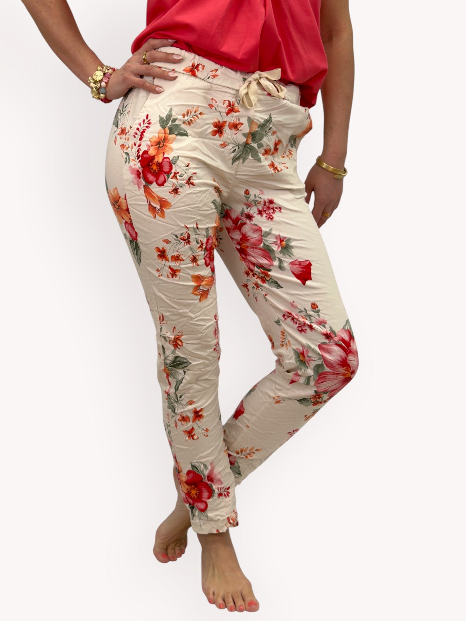 Byxa med Stretch och Fina Blommor - Lilla Hem