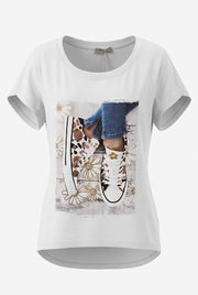 Inze T-Shirt Happy Feet | Lilla Hem