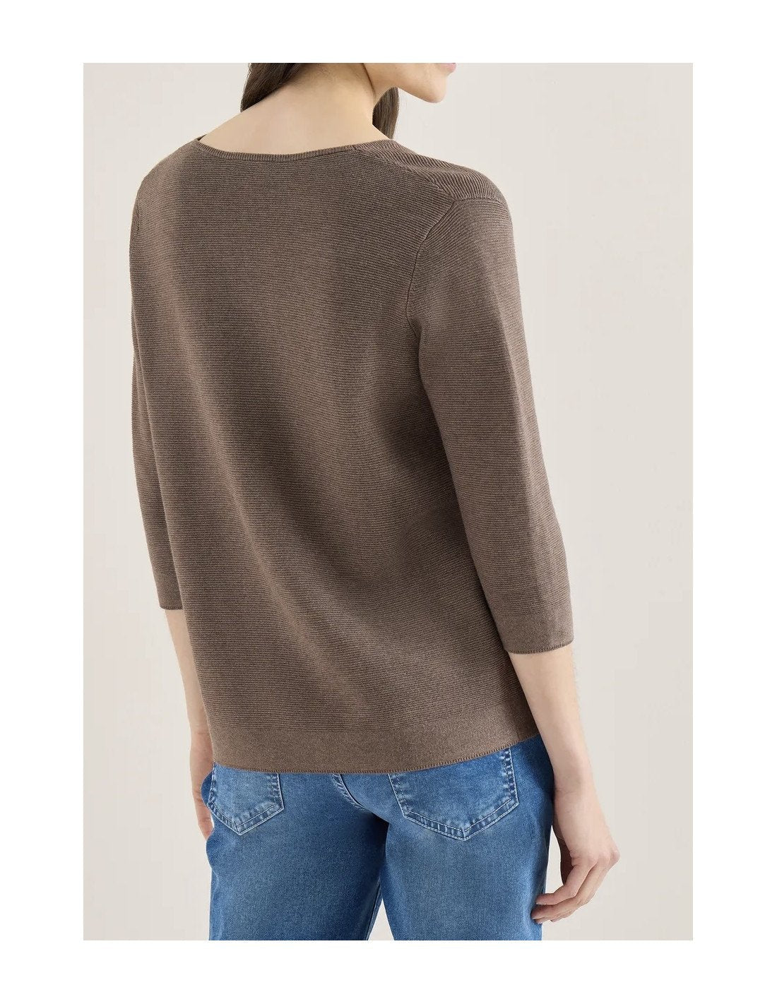 Tos_structured V-Neck i Coffee Taupe från Cecil | Lilla Hem