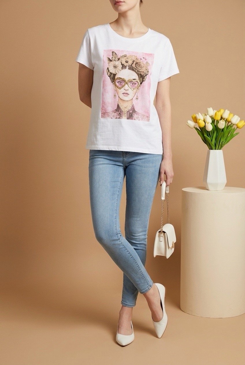 Inze T-Shirt Crazy Lady | Lilla Hem