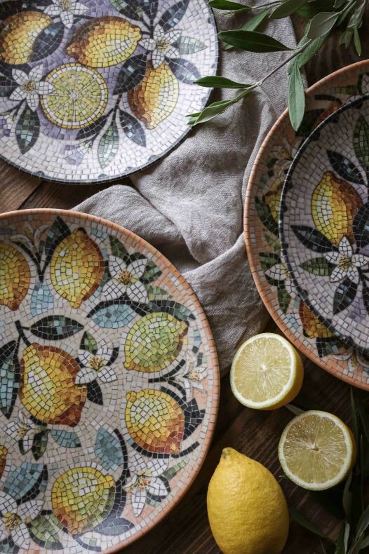 Runt Fat med Mosaicmönster Lemon | Lilla Hem