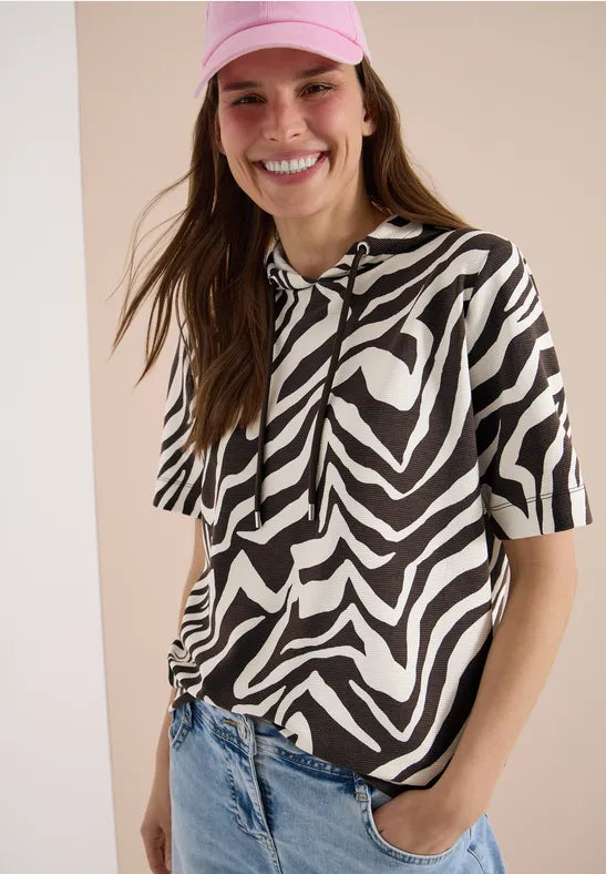 Tröja EOS Big Zebra AOP Ottoman Hood | Lilla Hem