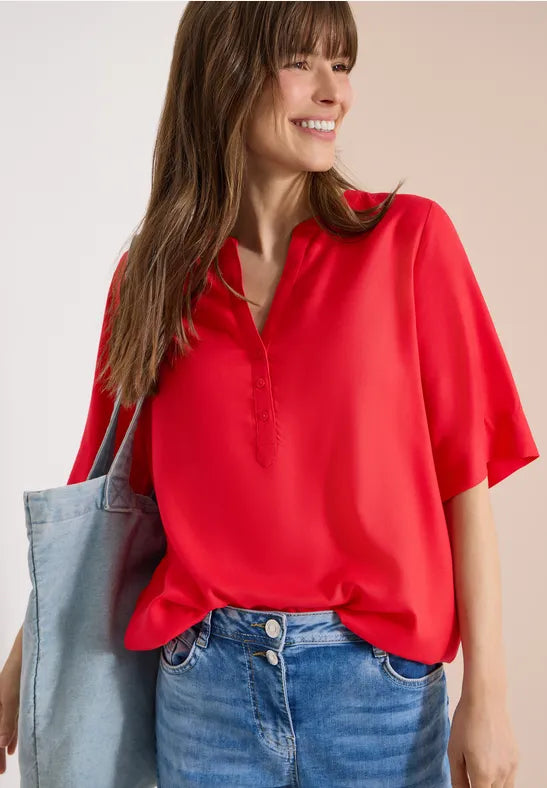NOS Solid Splitneck Blouse | Lilla Hem