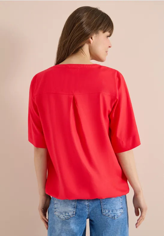 NOS Solid Splitneck Blouse | Lilla Hem