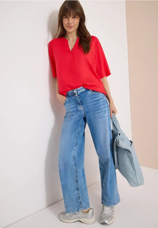 NOS Solid Splitneck Blouse | Lilla Hem