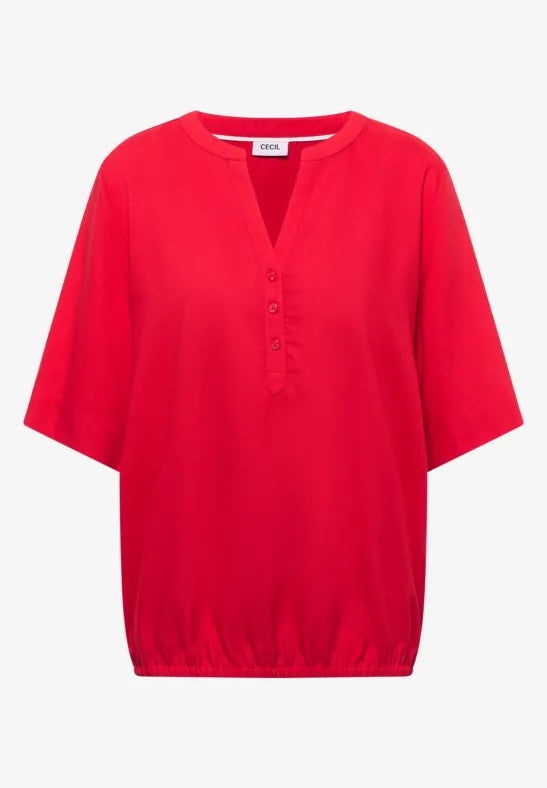 NOS Solid Splitneck Blouse | Lilla Hem