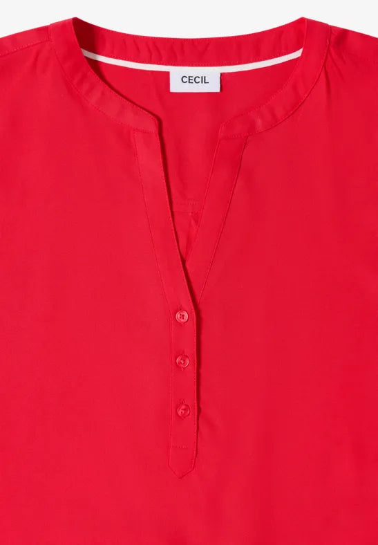 NOS Solid Splitneck Blouse | Lilla Hem