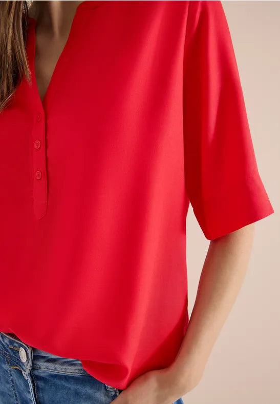NOS Solid Splitneck Blouse | Lilla Hem