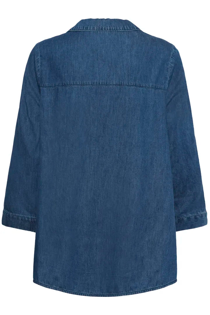 Denimtunika i mörkblå sett framifrån mot vit bakgrund | CULTURE | Lilla Hem