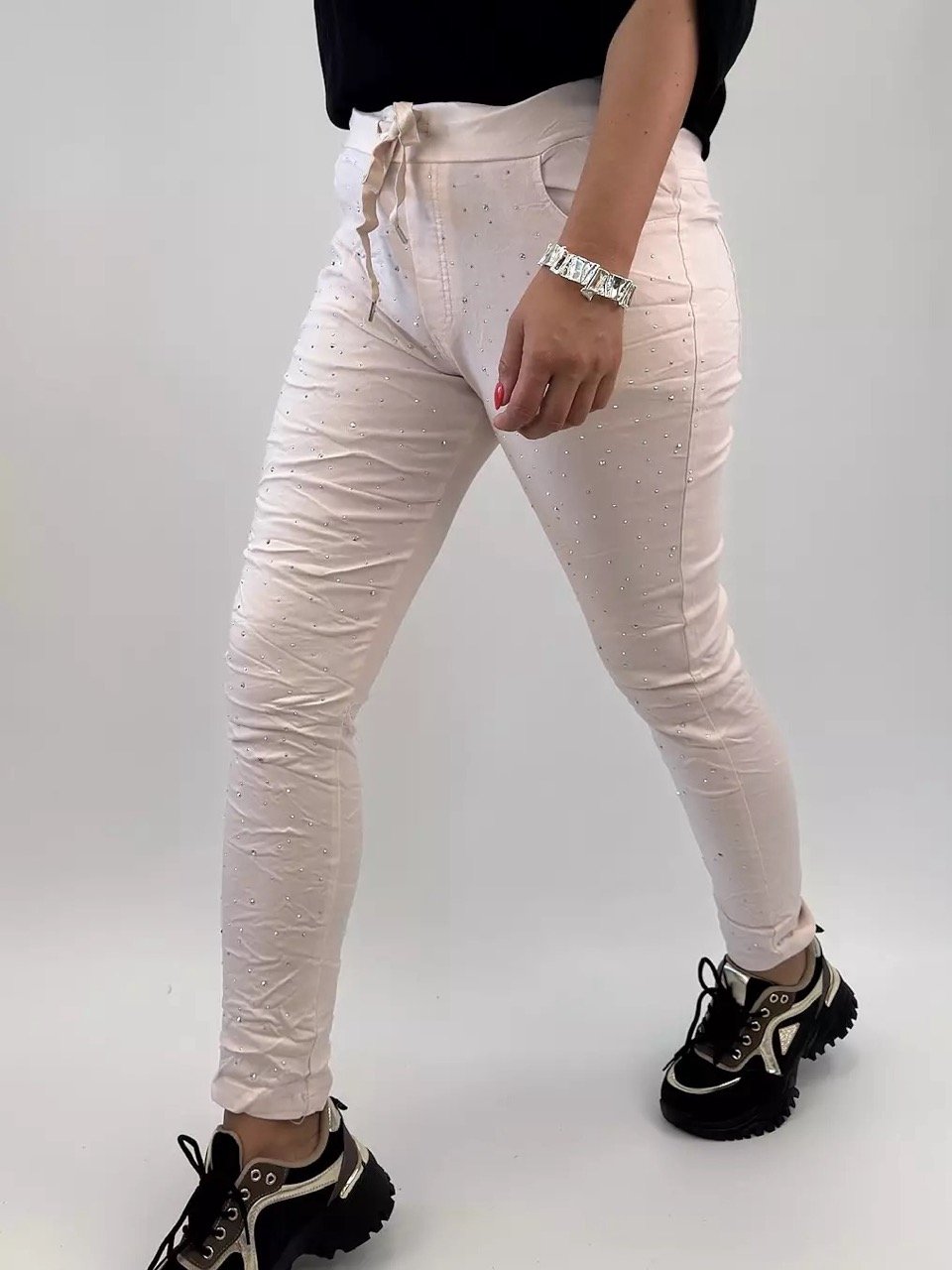 Lindy Stretchbyxa med Bling i Rosa från Gemini - framsida | Lilla Hem