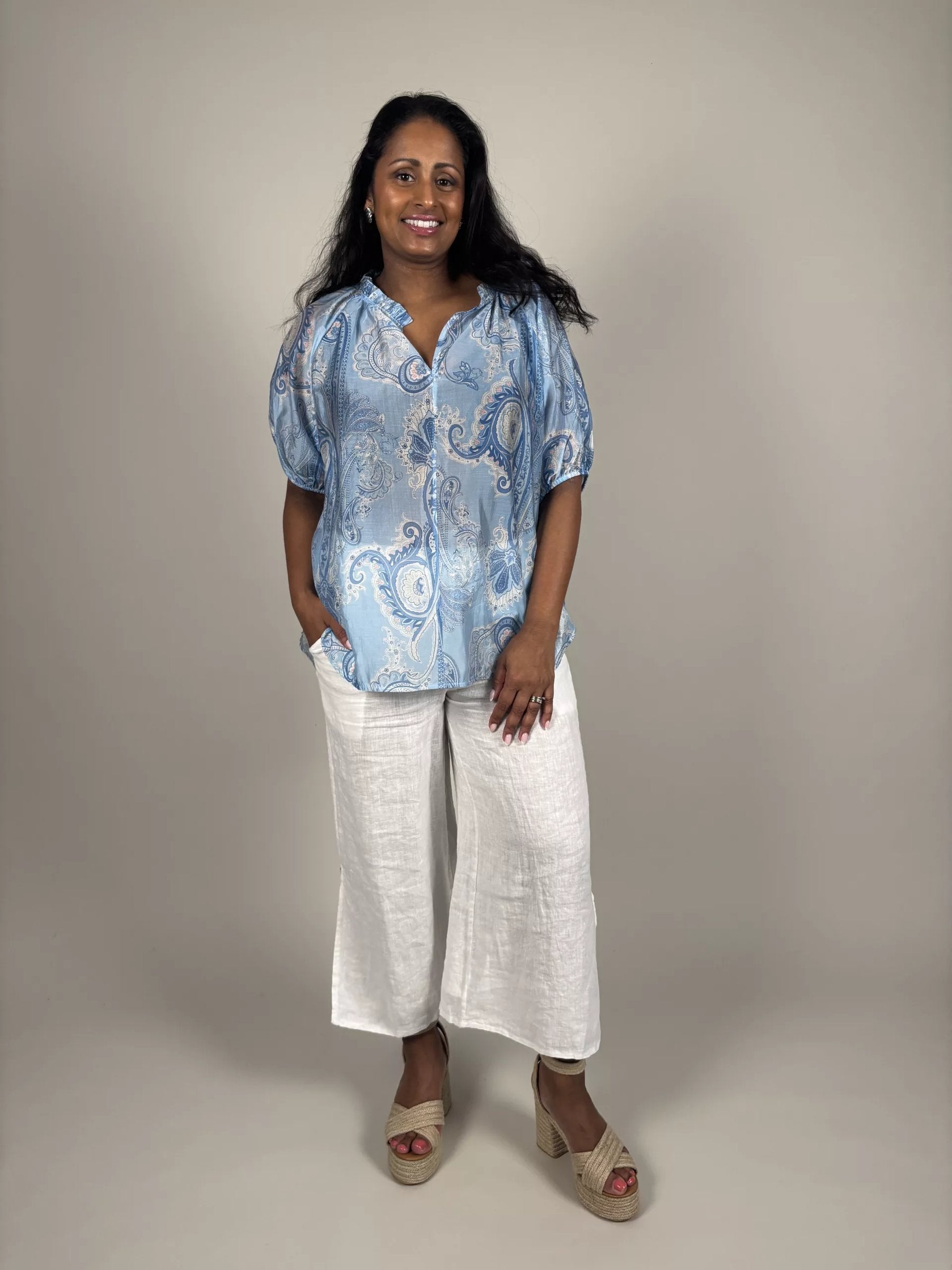 Tencel-Blus Nicole med Liten Volangärm | Lilla Hem