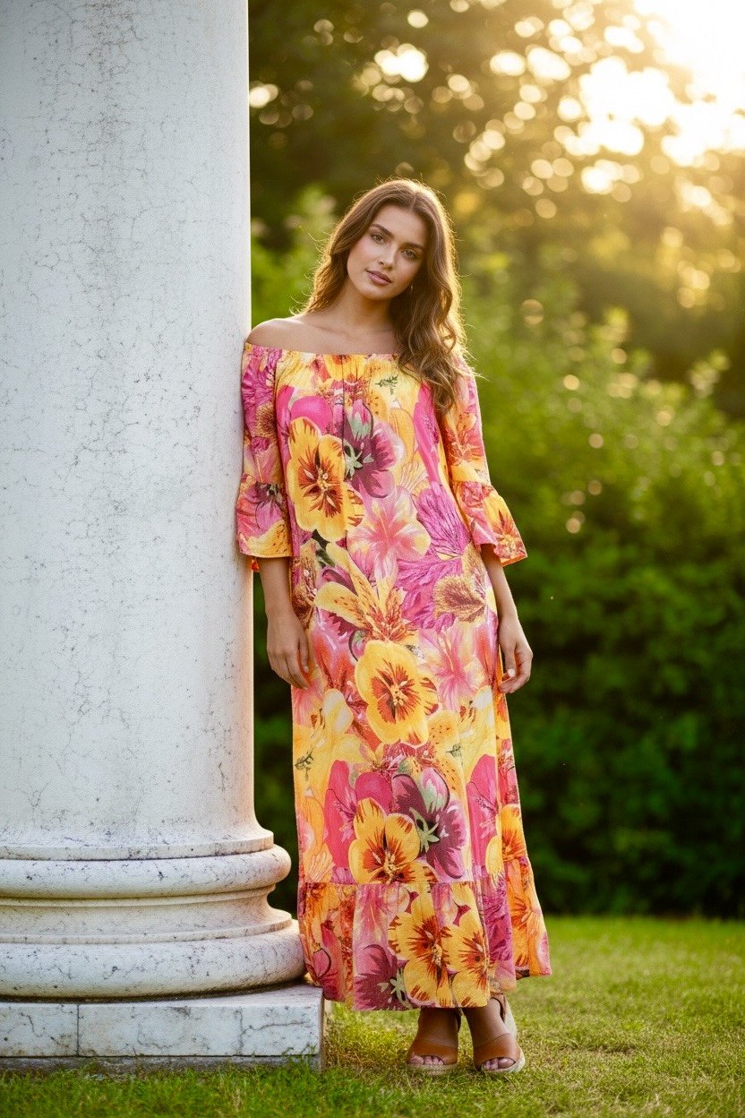 Big Flower Long Dress | Lilla Hem