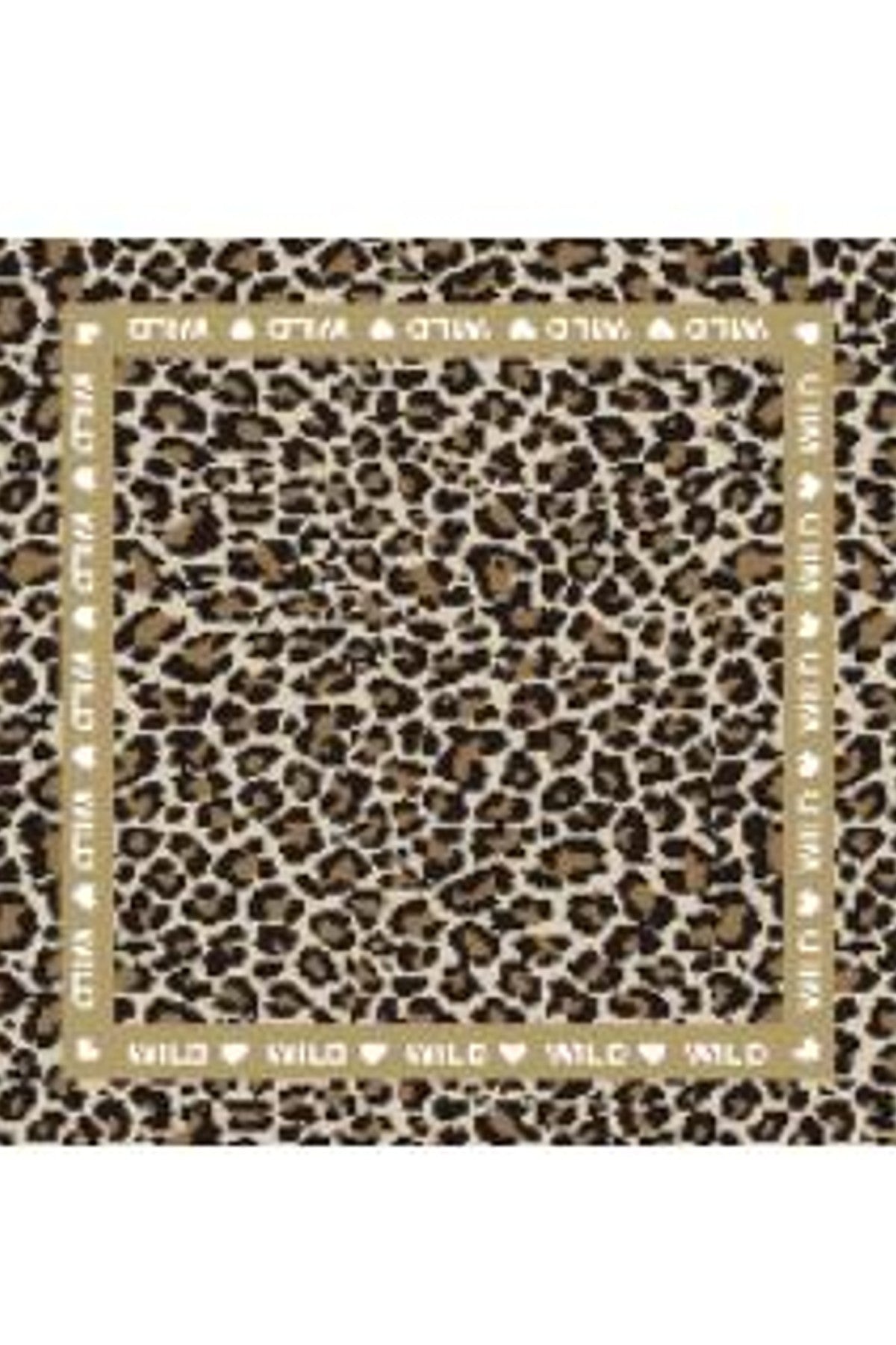 Leopardmönstrad scarf i beige och svart med broderad kant mot vit bakgrund | BEST ANGEL | Lilla Hem