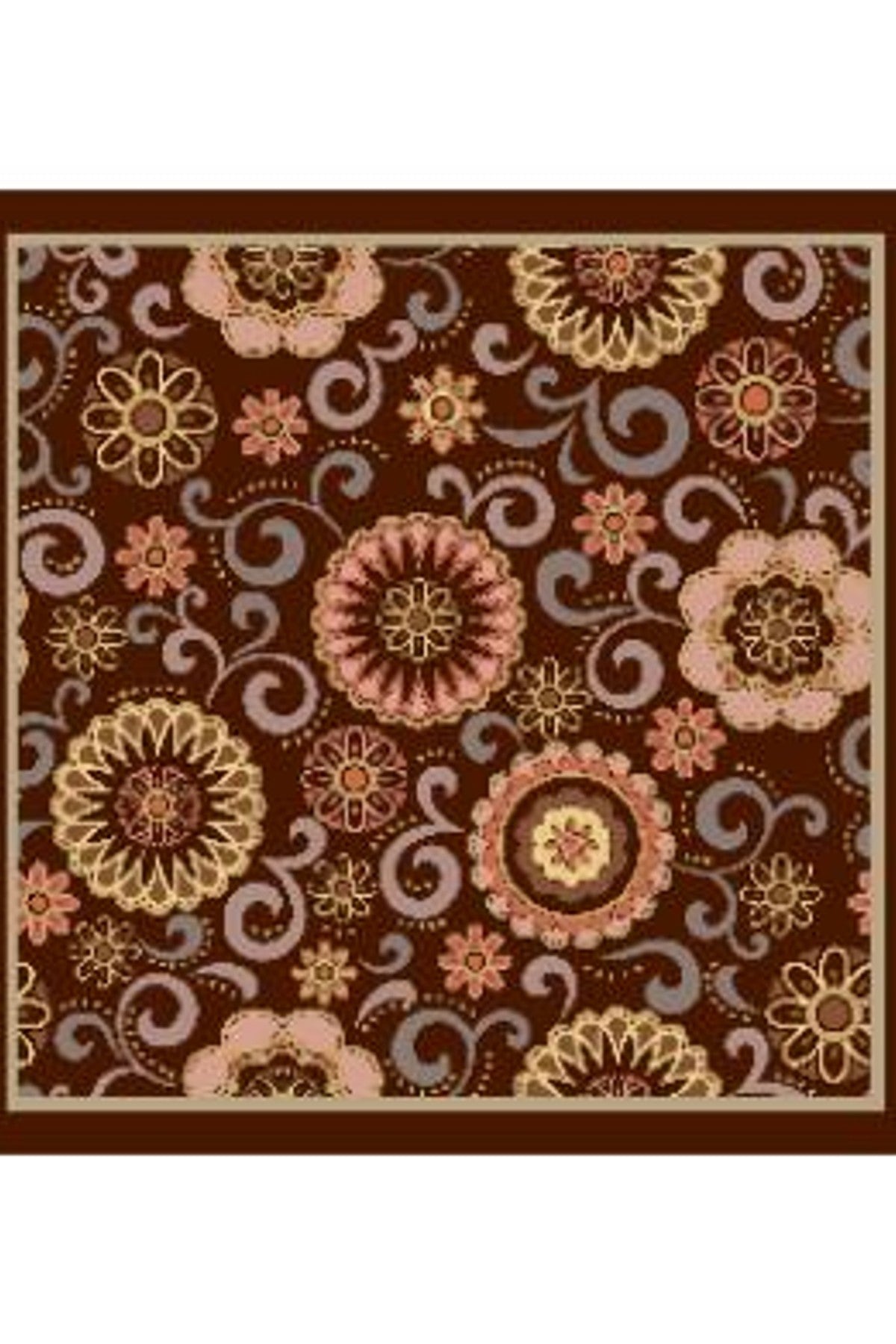 Scarf med brunt tyg och dekorativt blommönster i rosa, beige och guldtoner | BEST ANGEL | Lilla Hem