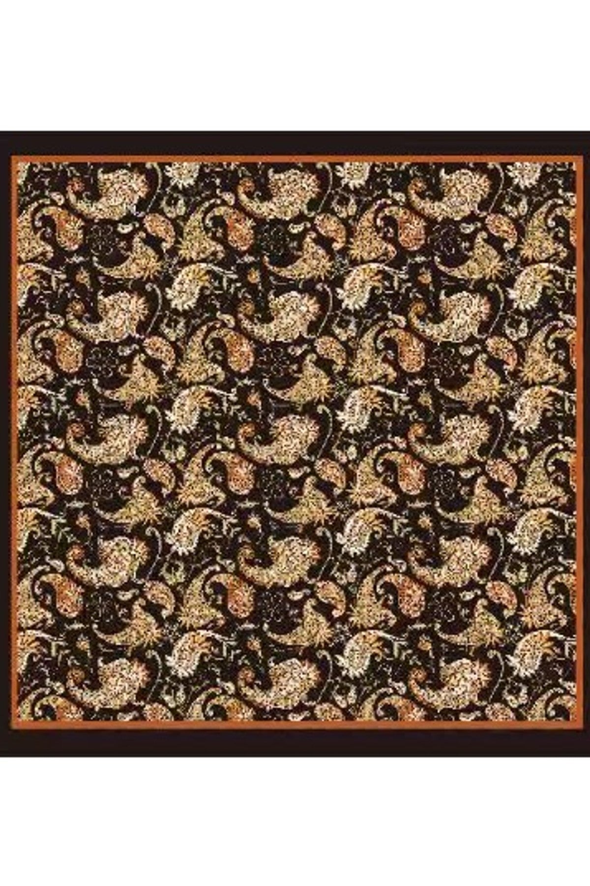 Scarf med klassiskt paisley-mönster i svart, guld och brunt med kopparfärgad kant | BEST ANGEL | Lilla Hem