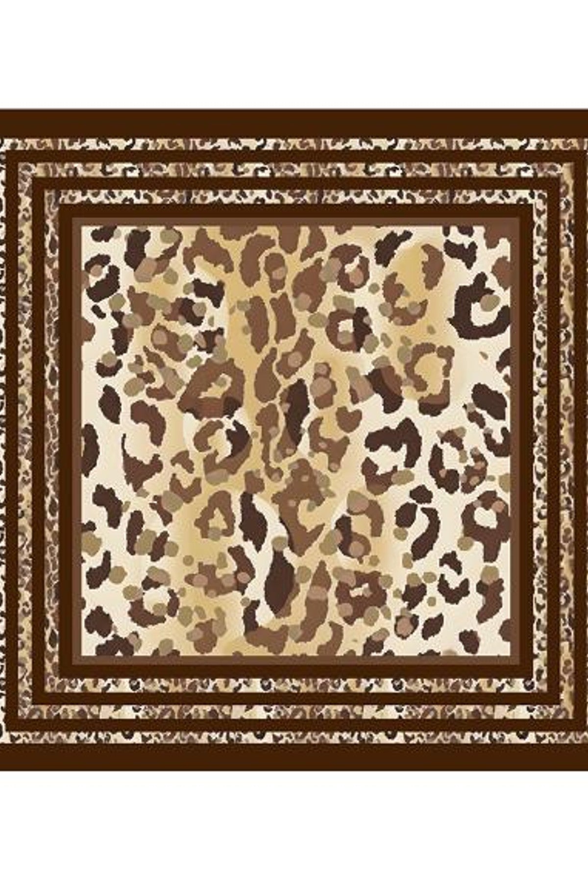 Scarf med leopardmönster i brunt och beige med dekorativ bård i flera lager | BEST ANGEL | Lilla Hem