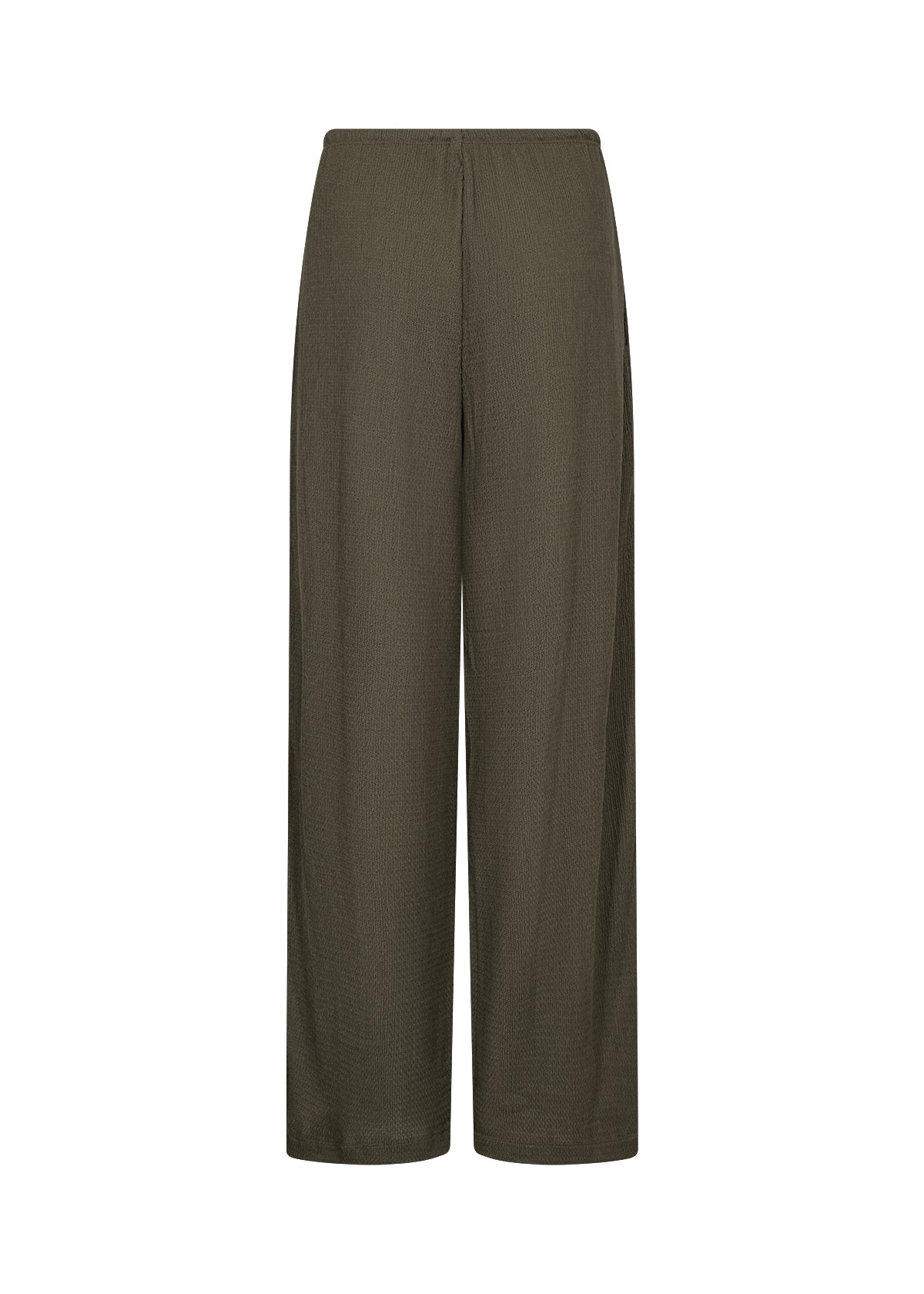 Vida khakifärgade byxor i ribbed material, visade platt mot vit bakgrund | Soya Concept | Lilla Hem